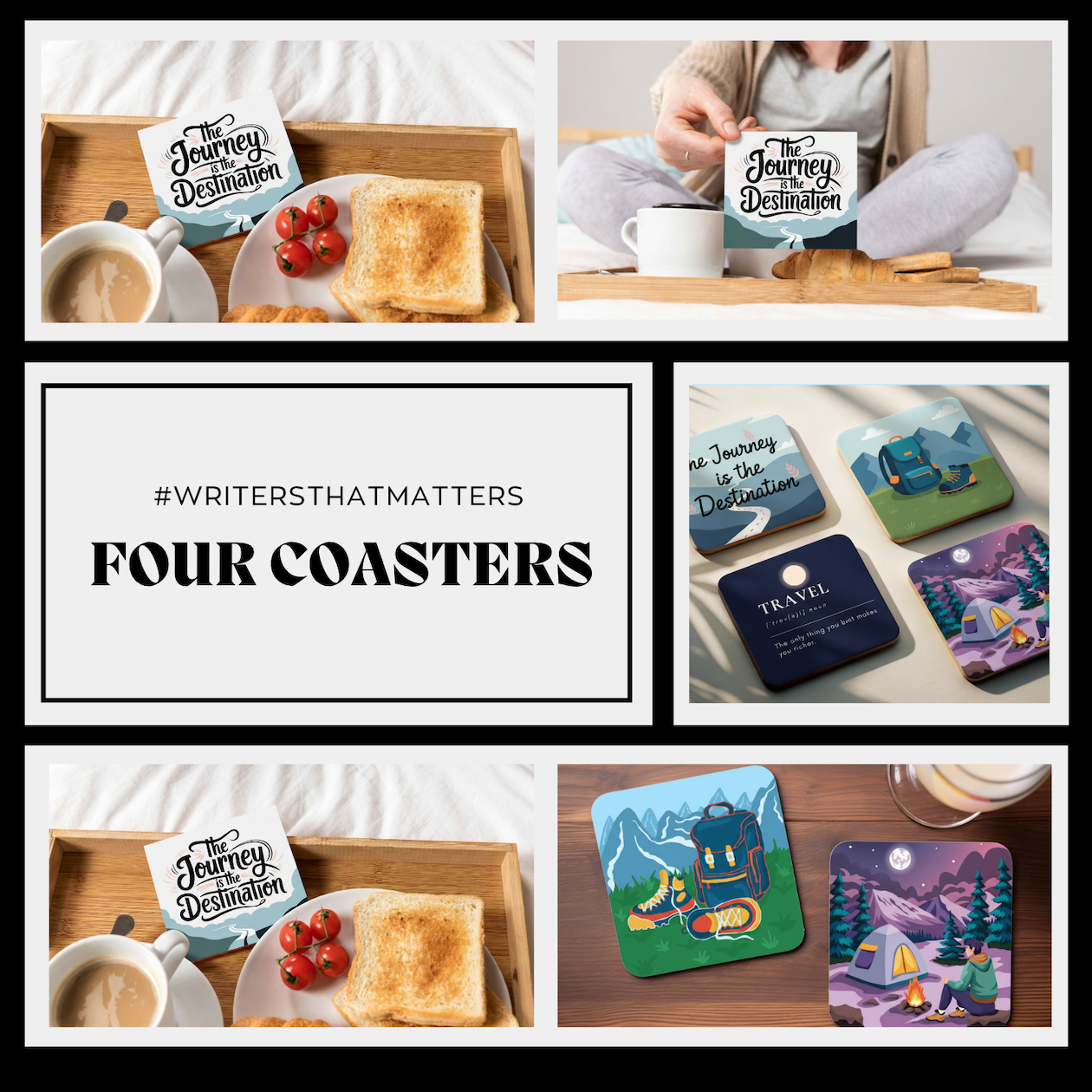 Acrylic-Coasters-Square-Set-Of-4-Jack-Kerouac-book-box-musings-of-a-reader