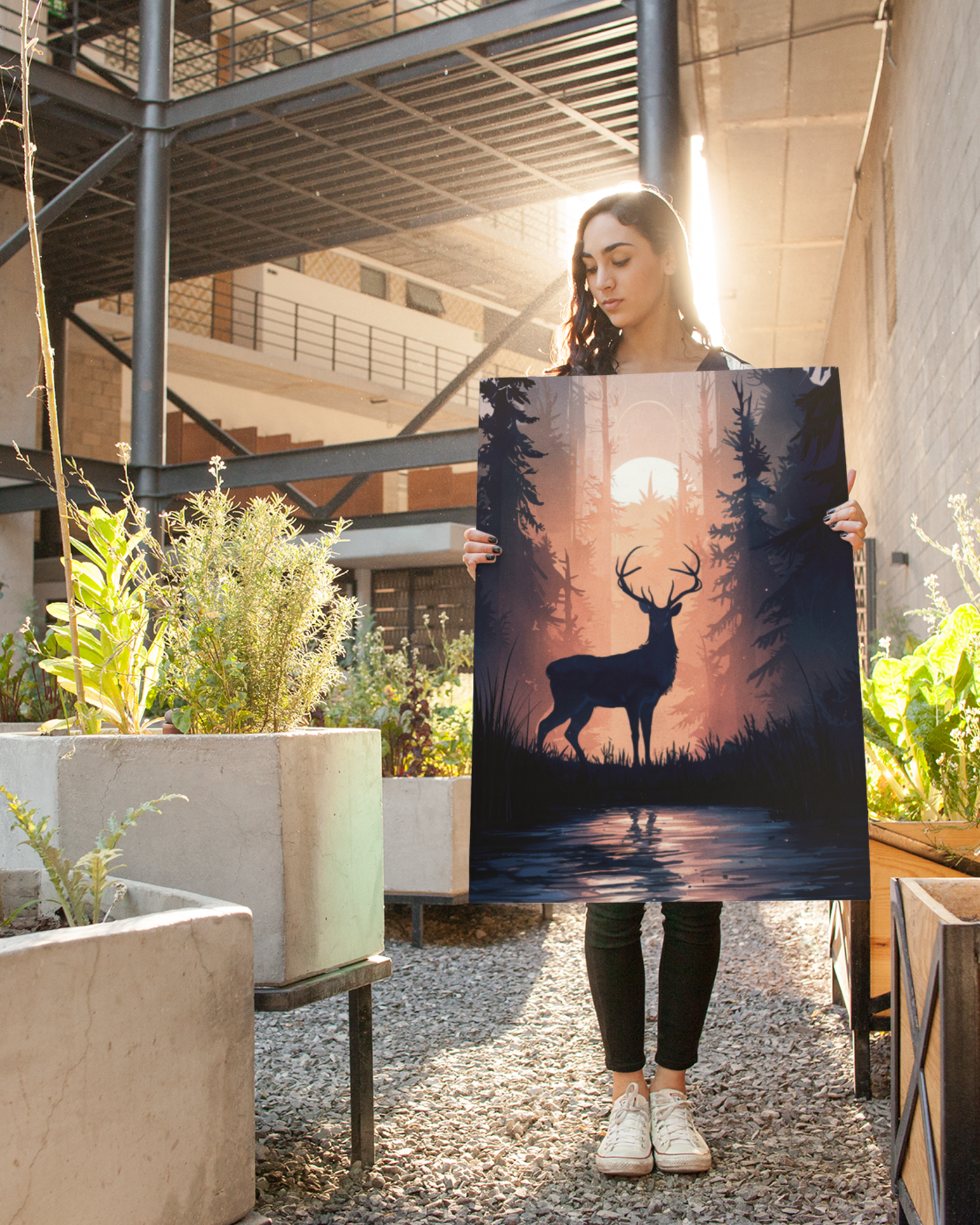 Deer-in-the-forest-poster-person-holding-courtyard-musings-of-a-reader