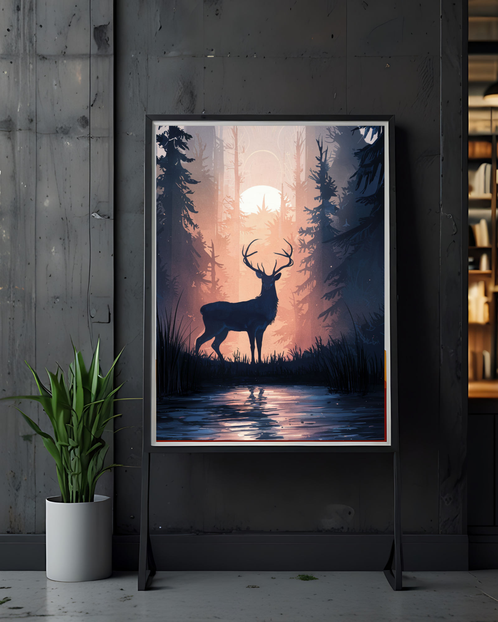Deer-in-the-forest-poster-standing-frame-musings-of-a-reader