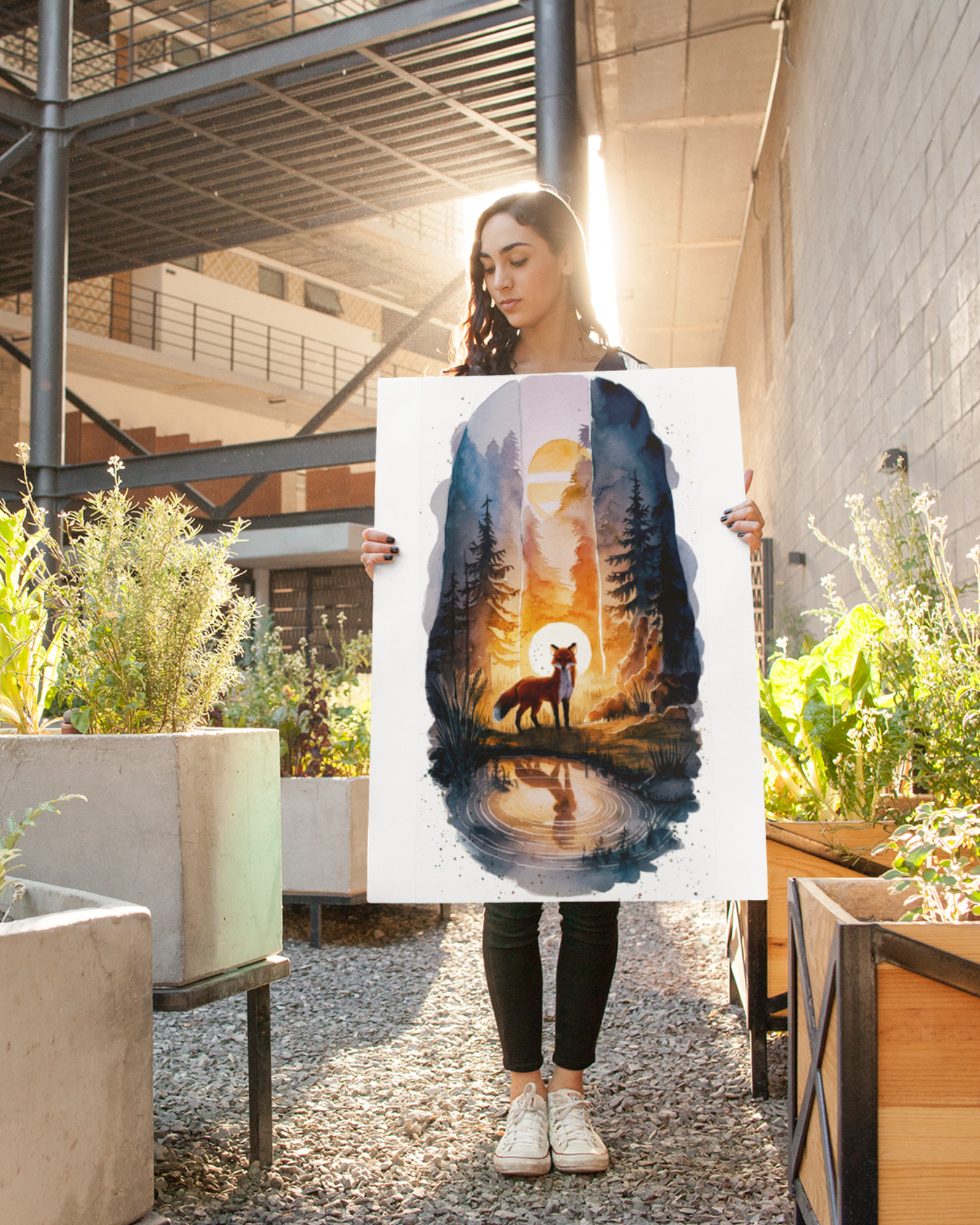 Fox-reflection-poster-person-holding-courtyard-musings-of-a-reader