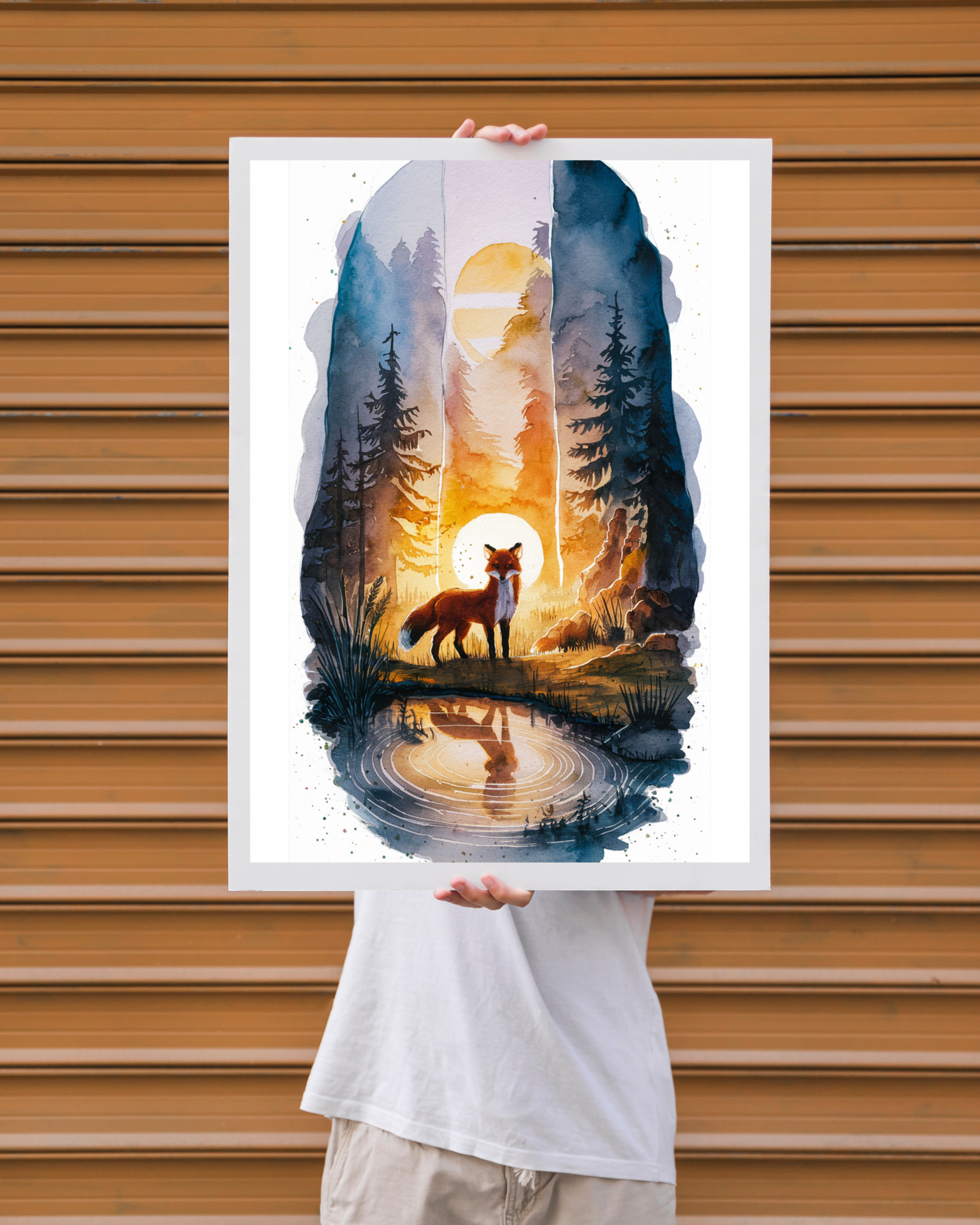 Fox-reflection-poster-person-holding-musings-of-a-reader