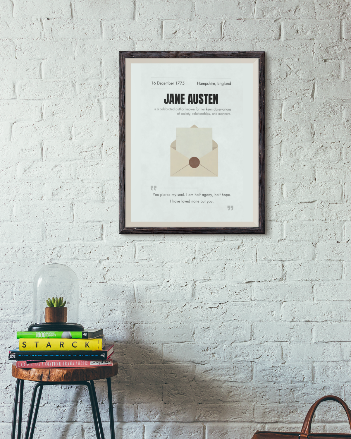 Jane-austen-framed-poster-on-brick-wall-musings-of-a-reader