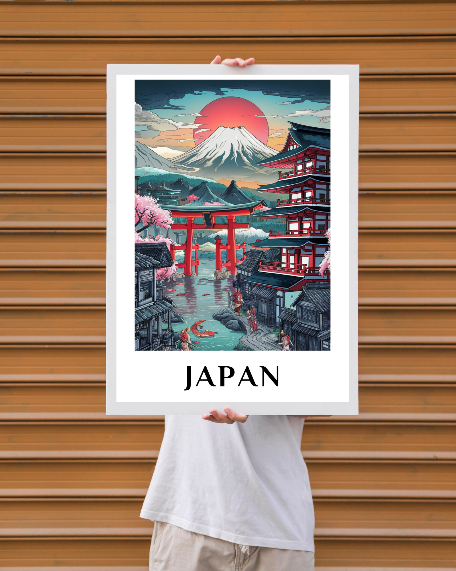 Japan-vintage-travel-poster-person-holding-musings-of-a-reader