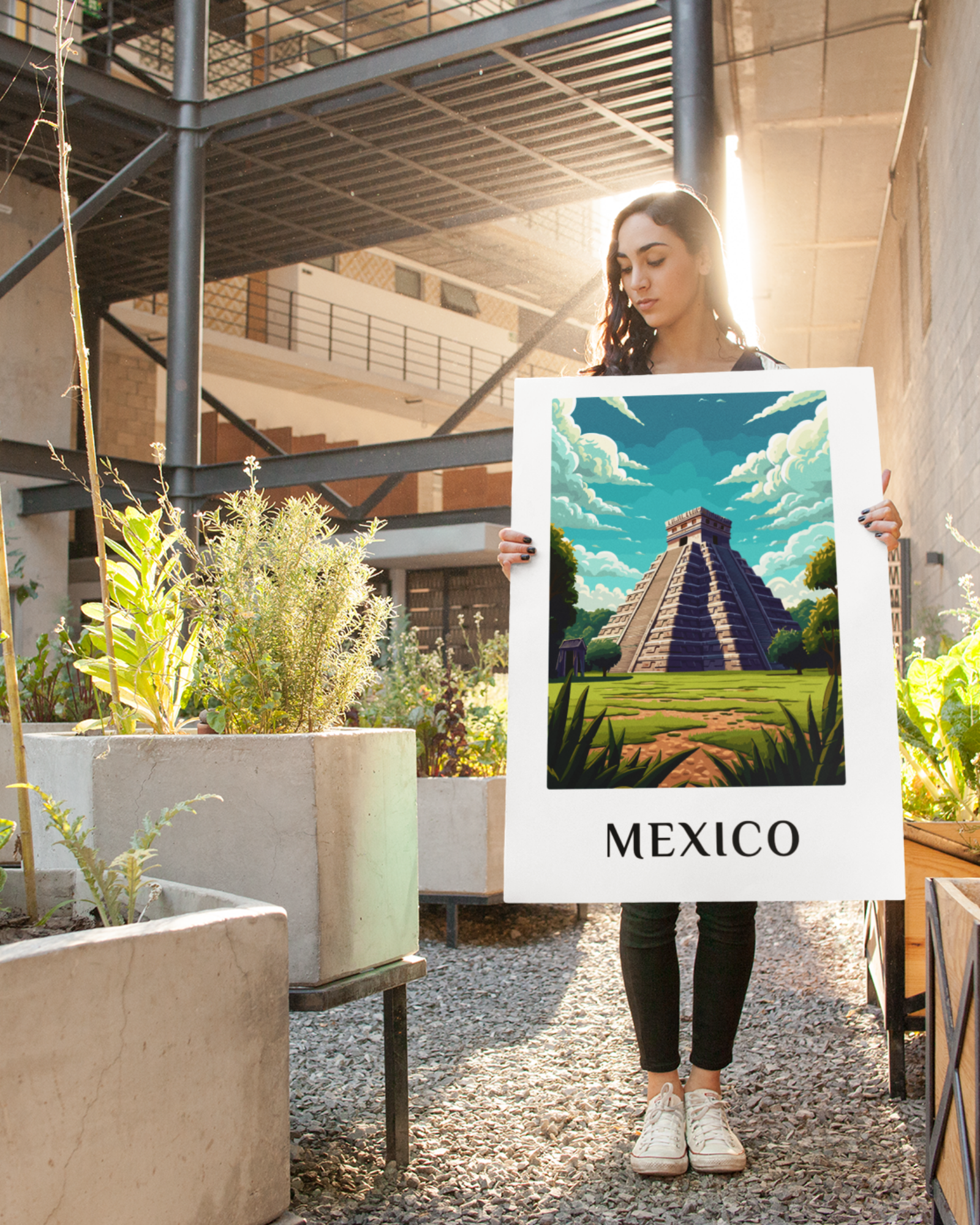 Mexico-vintage-travel-poster-person-holding-courtyard-musings-of-a-reader