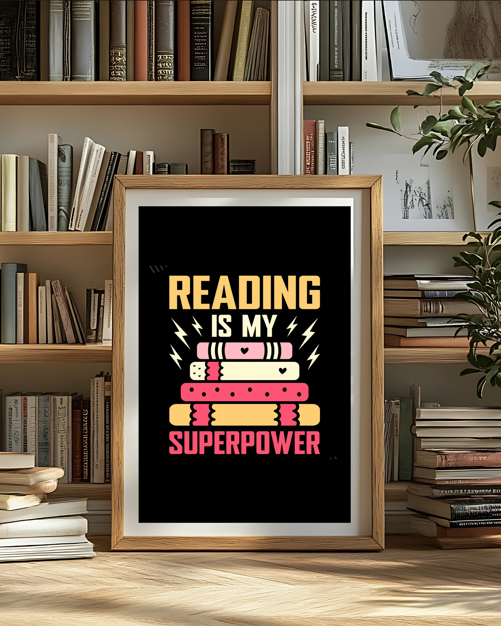 Reading-is-my-superpower-poster-near-bookshelf-musings-of-a-reader