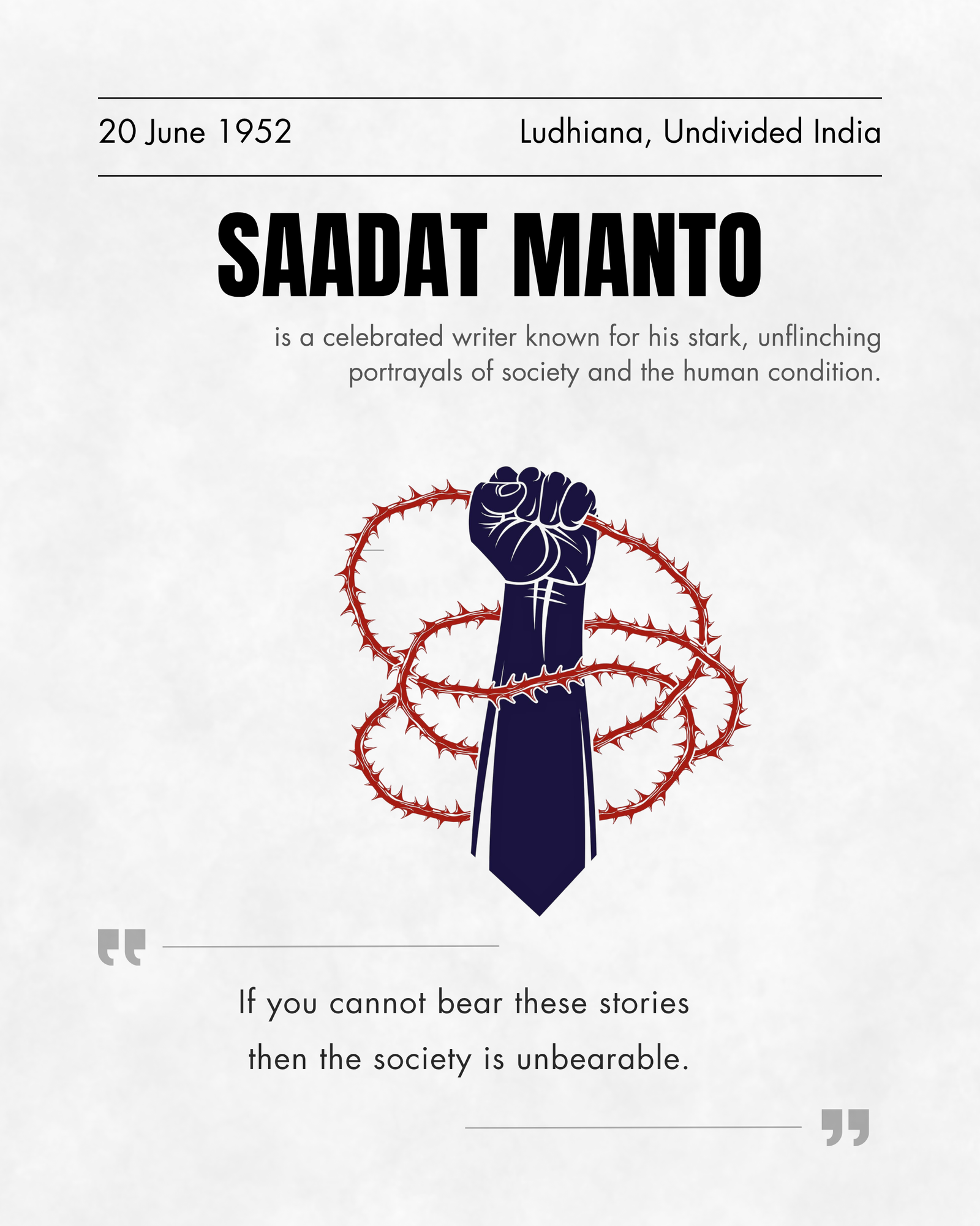 Saadat Hasan Manto Literary Poster