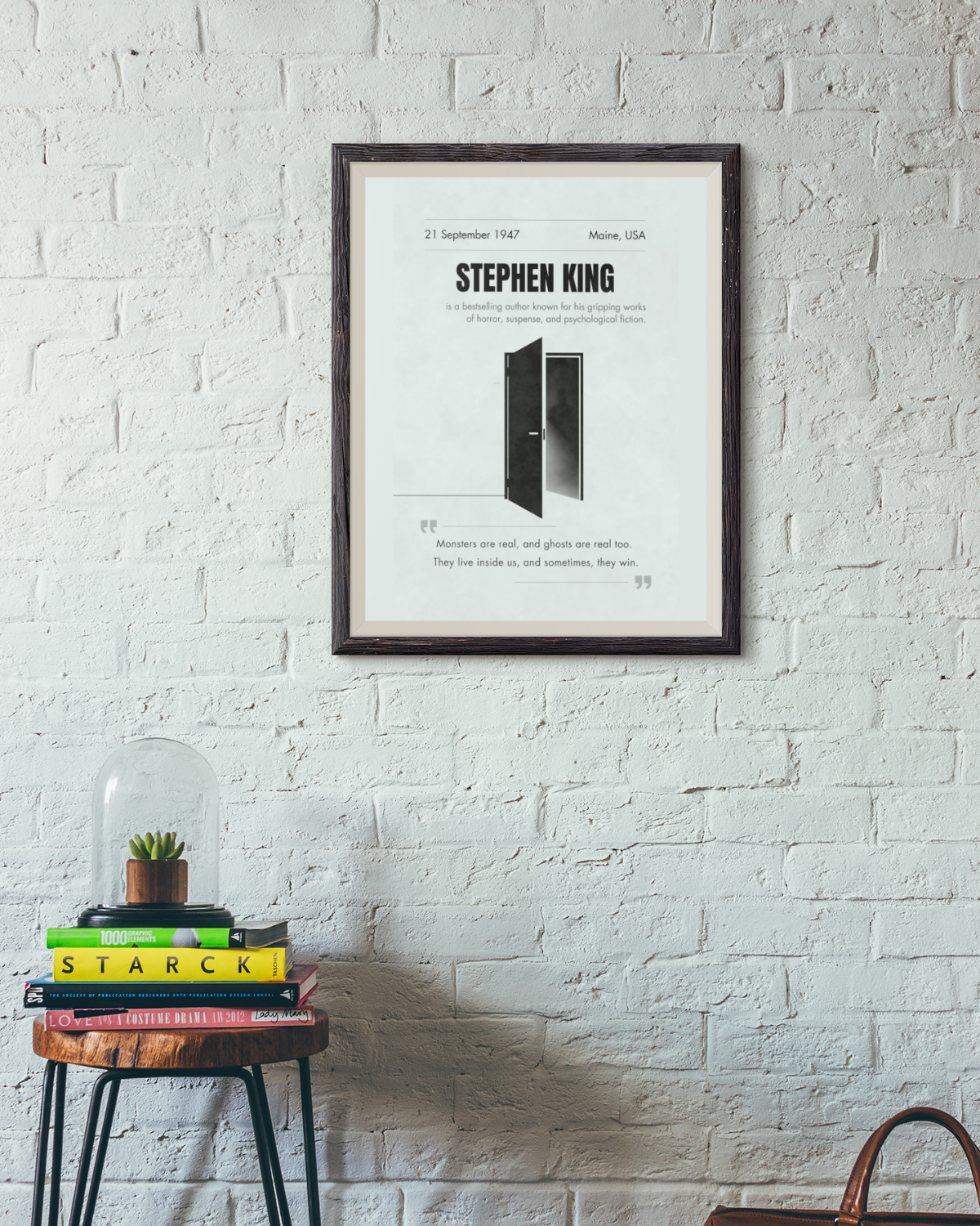 Stephen-king-framed-poster-on-brick-wall-musings-of-a-reader