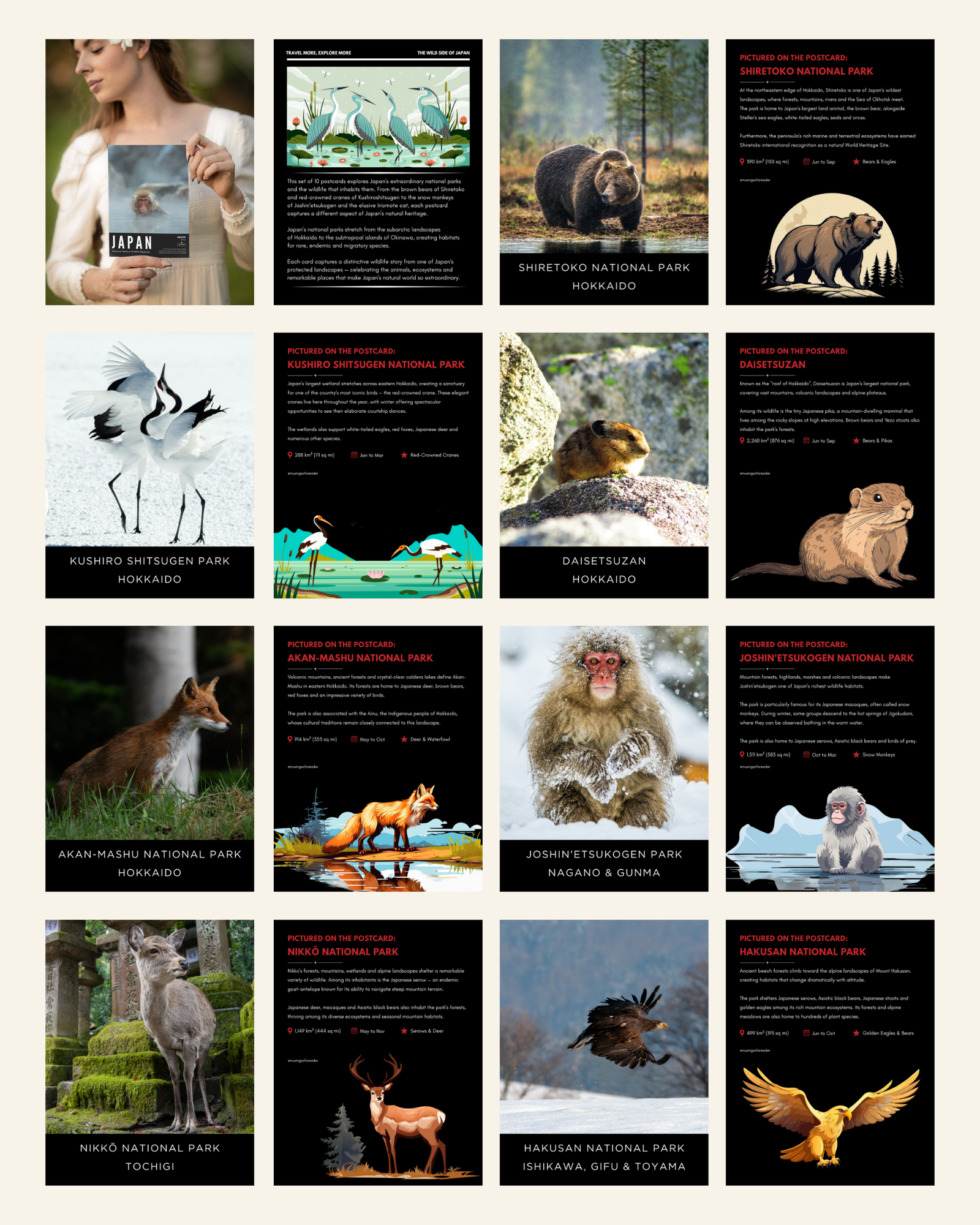 Japan-national-parks-wildlife-postcard-collection-10-card-set-musings-of-a-reader