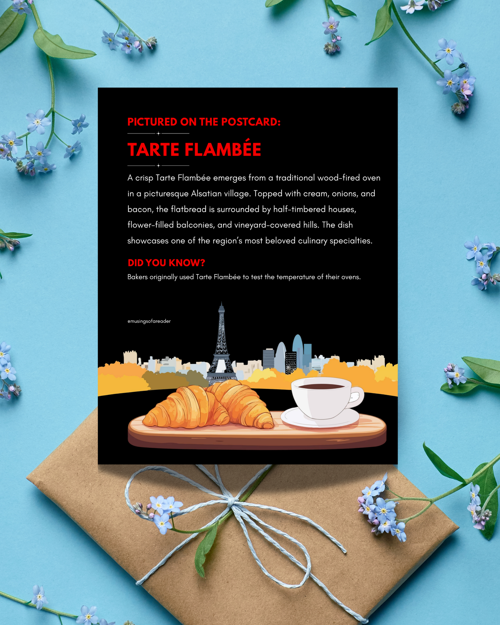 France-flatlay-postcards-culinary-traditions-france-postcard-set-musings-of-a-reader